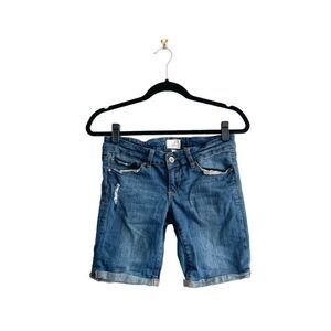 Garage grg denim Slim Shorts Blue Women's 7 Distressed Destroyed Stretchy